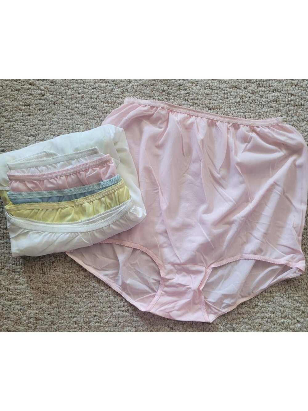 Vintage Granny Panties Size 9 Nylon Sheer Brief Tricot 6 Pack Full Cut NOS